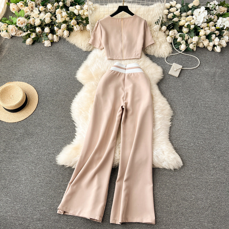 Monochrome Crop Tee And Wide Leg Pants